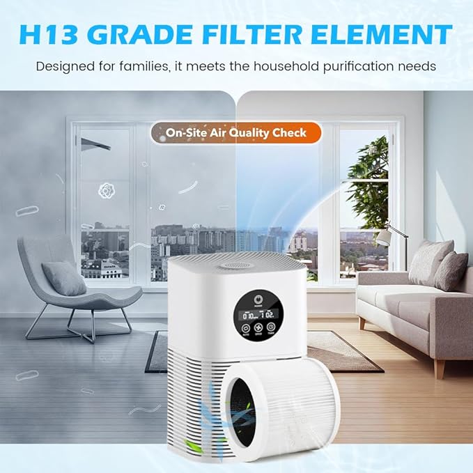 A1 Replacement Filter, 2PCS 3-in-1 H13 True HEPA Air Cleaner Filters Compatible with VEWIOR Air Purifier, HQKJ-80,HQKJ-50,HQSC-50,KOIOS HQKJ-50, AP01W