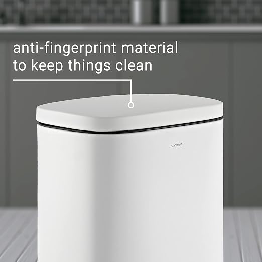 happimess Curtis 8 Gal Step Trash Can Soft Close 25", Cotton White