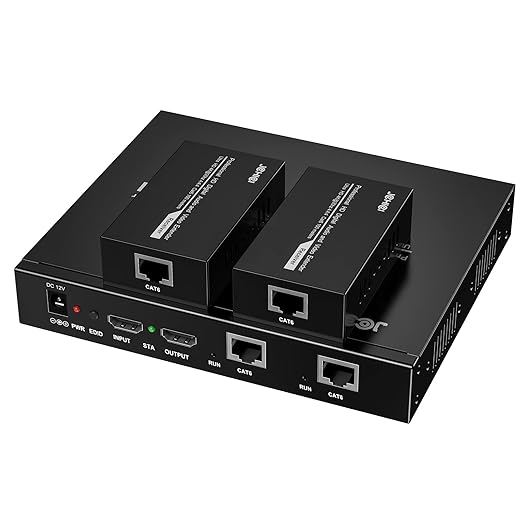 HDMI Extender Splitter 1 x 2, JCHICI 4K@30Hz 100M(328fts) HDMI Splitter with Loopout and EDID Copy Function, Lossless Transmission and Zero Latency, Support 3D