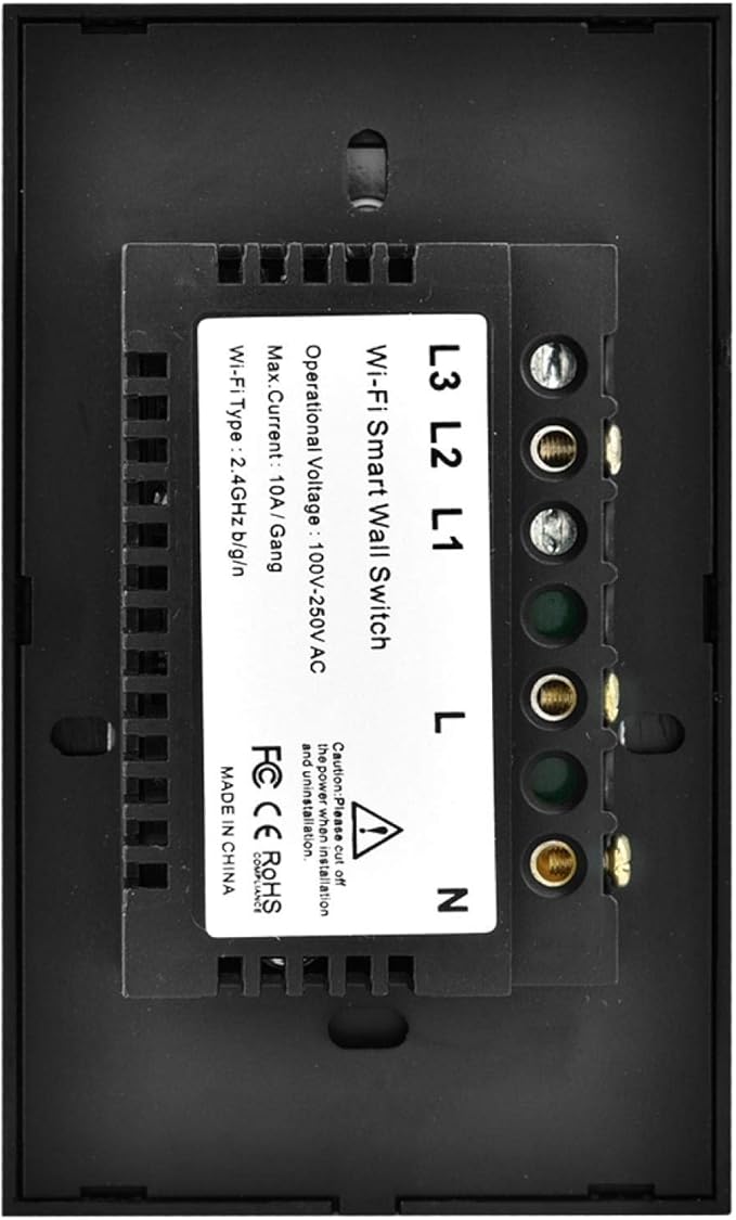 Wi-Fi Wall Touch Screen Switch, Remote Control Single Circle , 1-Way AC 90-250V (Black)