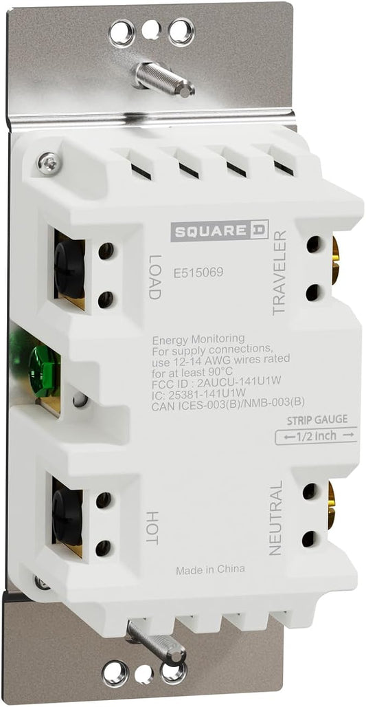Square D by Schneider Electric X-Series Z-Wave Plus 3 Way Rocker Smart Light Switch, Single Pole Connected Light Switch, 1 Gang, 15 Amp, Matte Light Almond (SQR14102LAZ)
