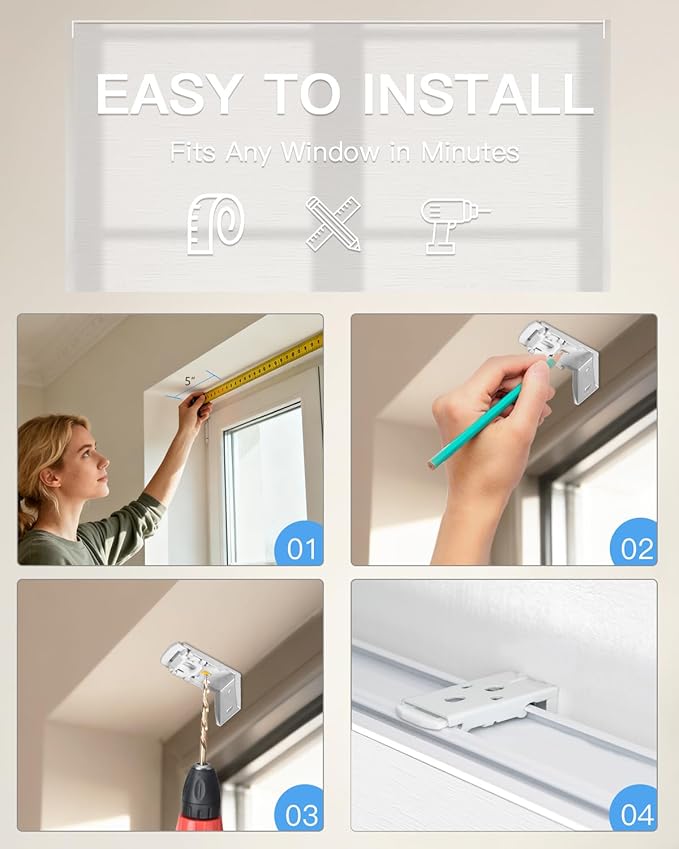 Motorized Roman Shades for Windows, Custom Light Filtering Roman Blinds with Remote, Smart Privacy Window Shades for Living Room Kitchen Office, Alexa & Google Home Compatible, App Control via RF Hub