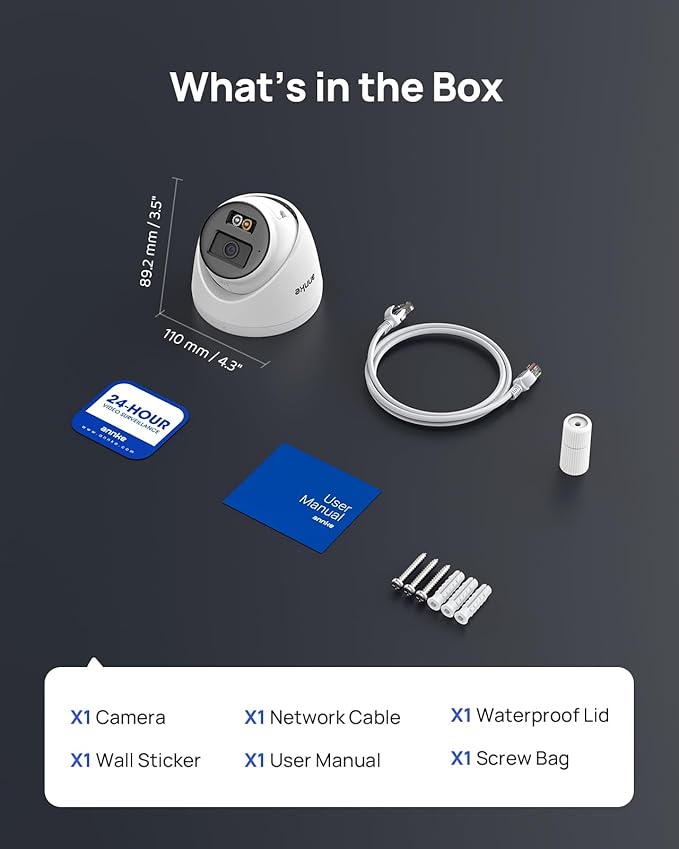 ANNKE 3K PoE Camera with Red & Bule Strobe Flash Light Alarm, IP Turret Security Camera Outdoor Indoor, Two-Way Audio, Color Night Vision, AI Human Detection, 123° Wide Angle, 24/7 Recording, IP67