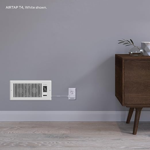 AC Infinity AIRTAP T6, White Register Booster Fan for 6”x10” Openings | LCD Temperature Controller and Remote, Bluetooth, Quiet 10-Speeds