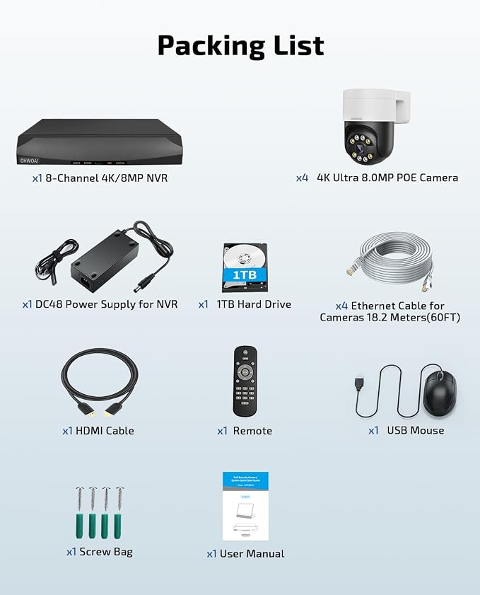 4K Wired Security Camera System, Outdoor PoE Video Surveillance System
