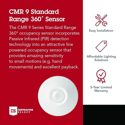 SensorSwitch Ceiling Motion Sensor, Passive Infrared PIR Occupancy Sensor, 360 Degrees Small Motion Detection, Indoor Use, Line Voltage, Standard Range