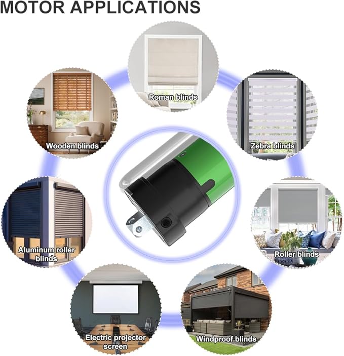 Motorized Roller Shade Motor 120V AC Tubular Motor with Remote, High Torque Heavy Duty Electric Blinds Drive, Precise Mechanical Limit Retrofit Kit (6.0 N.m for Φ40mm (1.57") Groove Tube)