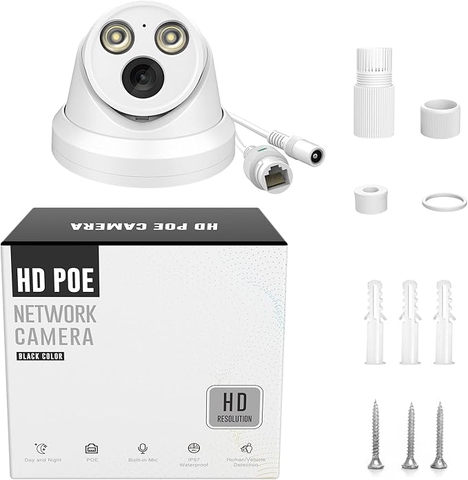 VIKYLIN 4K 8MP Full Color AI Turret IP PoE Camera,F1.0 Aperture 98ft Color Night Vision,Built-in Mic,Human/Vehicle Detection,2.8mm Lens,H.265,IP67 Security IP Camera,NDAA Compliant