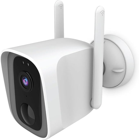 Feit Electric Smart Outdoor Wireless Security Camera, 2K HD Video, Battery Powered or Solar-Ready, Advance Motion Detection, 2.4GHz Wi-Fi, 30ft. Night Vision, 2-Way Audio with Micro SD Card Storage