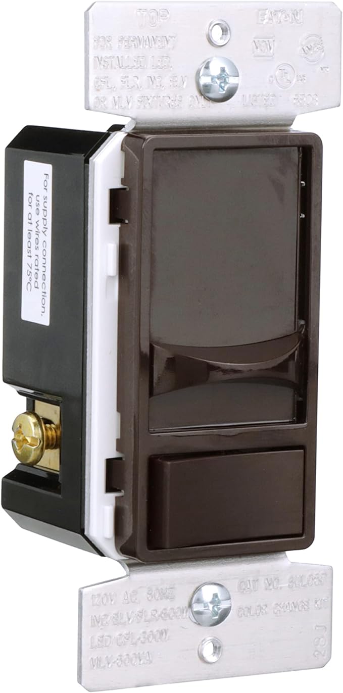 Eaton Universal Slide Dimmer 120V, Black/Brown/Gray