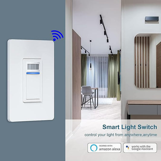 Nexete Smart Wi-Fi Motion Sensor Light Switch,Motion Detector PIR Infrared Motion for Alarm System & Smart Home Automation, Compatible with Alexa & Google Assistant (Sensor Switch 1-Pack)