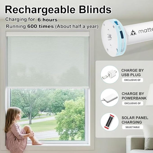 Aprilsmart Motorized Blinds with Remote,Light Filtering Motorized Roller Shades Work with Apple Homekit,Alexa,SmartThings,Google Home,Customize Blinds(TREEBARK NAVY-72)