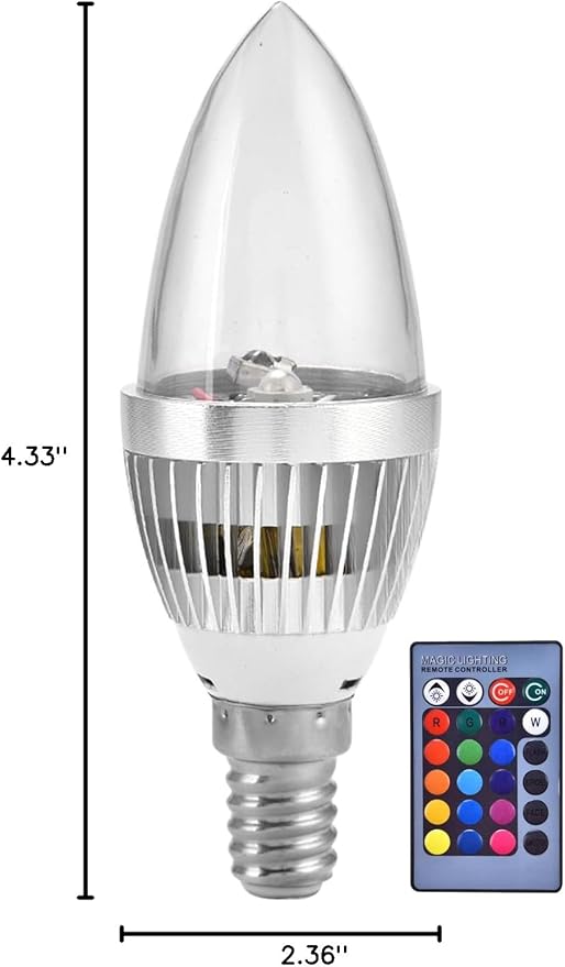 1Pc Candelabra LED Bulb lamp, E14 3W RGB LED Bulb Remote Control Color Changing Candle Light Bulb RGB Stage Disco Party Lamp for Home Bar Party KTV Mood Ambiance Lighting