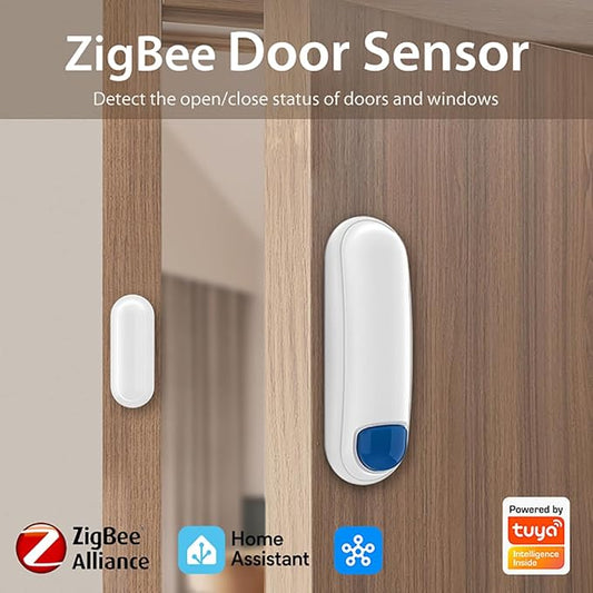 Zigbee Contact Sensor for Door and Window, Zigbee Hub Required, Winsdow Sensor 24h Monitor, Zigbee Door Sensor Compatible with SmartThings, Home Assistant