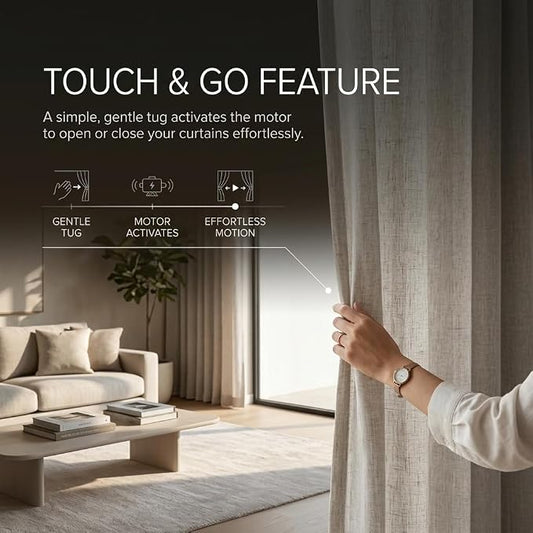 Quoya Smart Electric Curtain Track AT5810【Up to 5m (196in) - Motorised and Adjustable 】 Automated Rail Motor with App, Voice, Remote Control, Compatible with Alexa, Google and Siri