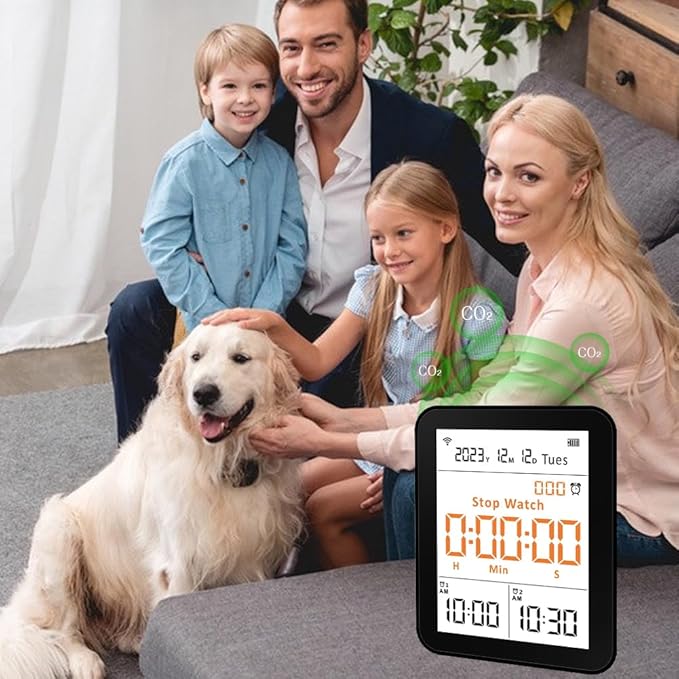 Air Quality Monitor Indoor, 13-in-1 with WiFi Air Quality Tester for CO2 TVOC HCHO PM2.5 PM1.0 PM10 Temperature Humidity More, LED Display Home Air Quality Tester Analyzer (Black)