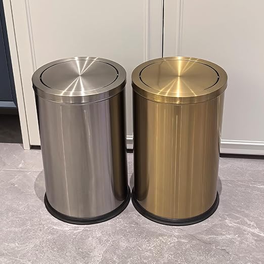 4.8GALStainless Steel Bathroom Trash Can with Lid, Silver Trash Can with Flipping Lid, Garbage cans for Kitchen,Living Room,Dental Office,Hotel,Guest Room(4.7gal-Silver)