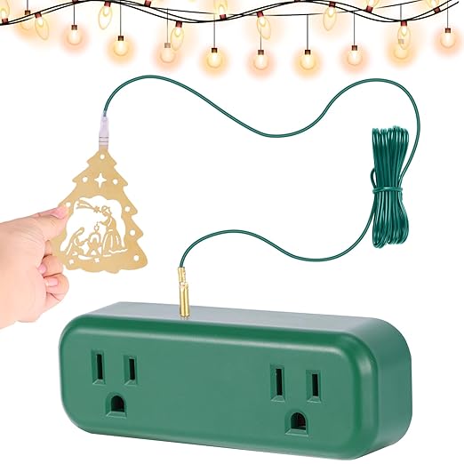 Touch Light Switch Christmas Tree Shaped Decoration Pendant Universal 3-Pin Socket Plug 118.1in Cord Total Power 120V 10A 1200W,Smart Touch Switch for Indoor Home Appliances Christmas Light String