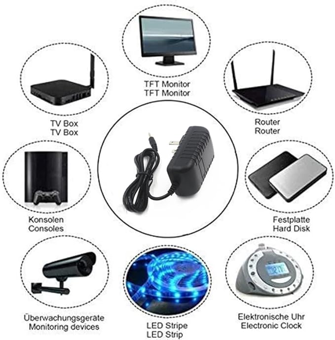 Camera Power Adapter with 4-Way Power Splitter for CCTV Home Security Camera Surveillance System