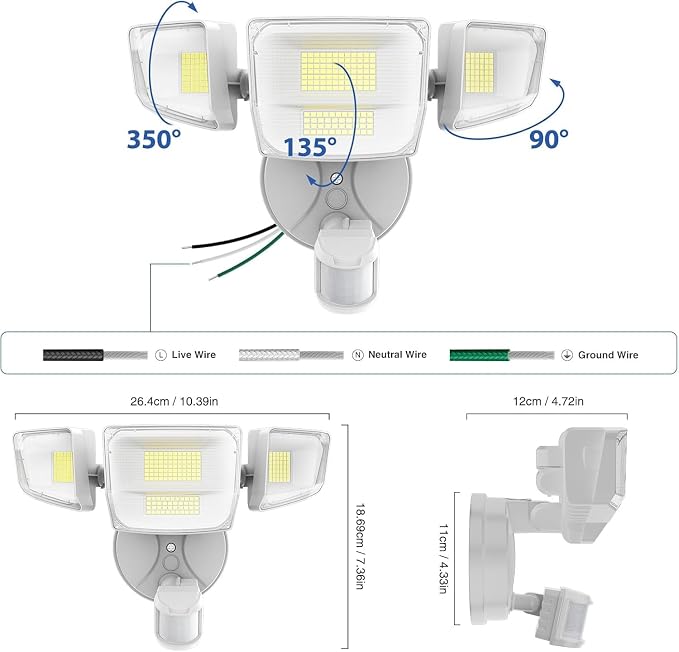Onforu Outdoor Motion Sensor Light, Dusk to Dawn Outside Lighting, White