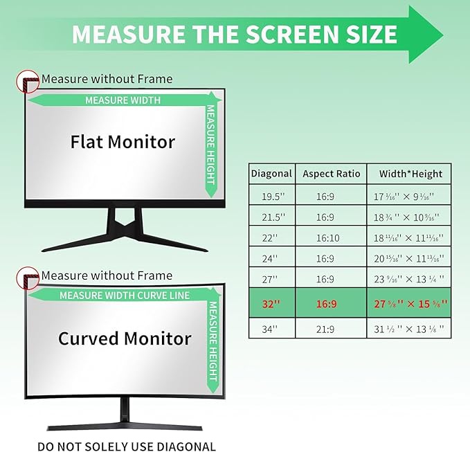 32 Inch Curved Computer Privacy Screen Filter for 16:9 Widescreen Computer Monitor Computer Screen Protector Computer Screen Privacy Shield Anti Glare and Blue Light