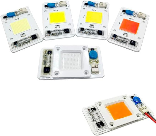 LED 50W COB Chip Bulbs AC 110V 220V Integrated Smart IC Driver Cool White Warm White Red Green Blue UV Pink Full Spectrum (Full specturl -White, AC 220V)