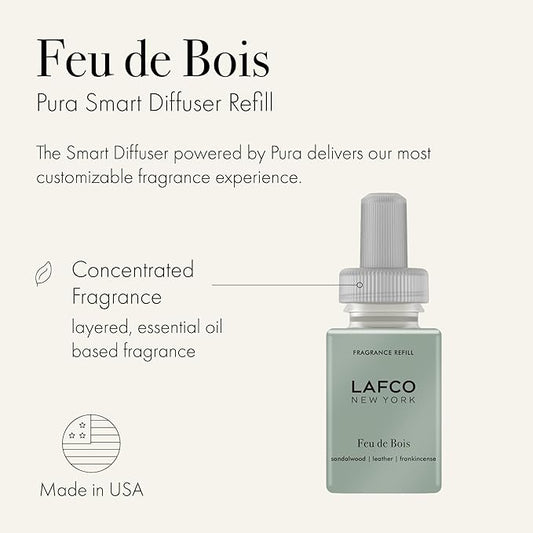 LAFCO New York Pura Smart Device Refill, Feu de Bois - Pack of 2 - Vial Delivers Up to 2 Weeks of Fragrance Life - Made in The USA