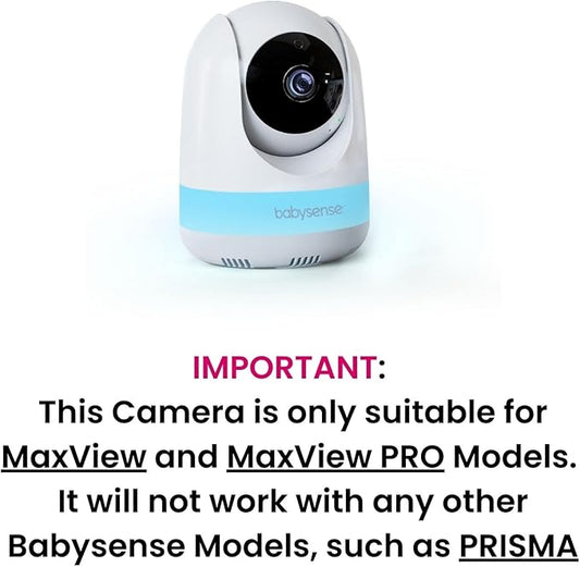 Babysense Add On Camera Video Baby Monitor MaxView, Remote Pan Tilt Zoom, Two-Way Talk-Back Audio, Long Range, Night Vision, RGB Night Light, Lullabies, Temperature Monitoring