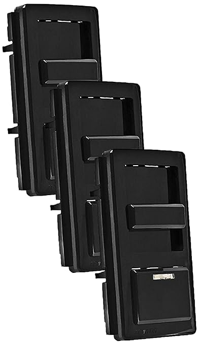 IllumaTech Slide Dimmer Switch Faceplate with Locator Light, IPKIT-E, Black (Pack of 3)