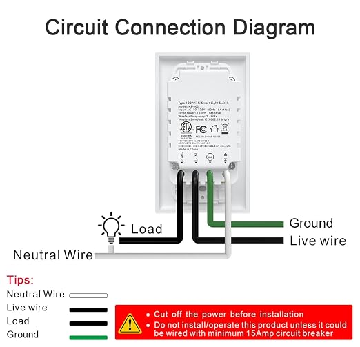 Smart Light Switch WiFi Switch Touch Wall Switch 3 Gang