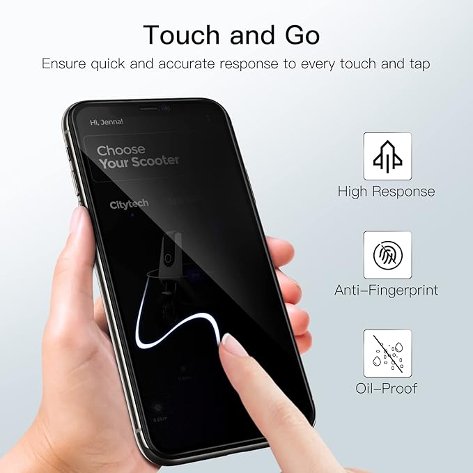 JETech Privacy Full Coverage Screen Protector for iPhone 11 Pro/X/XS 5.8-Inch, Anti-Spy Tempered Glass Film, Edge to Edge Protection Case-Friendly, 2-Pack