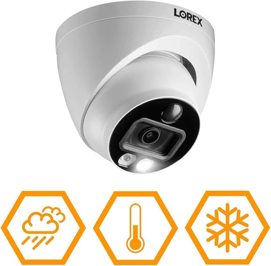 Lorex Indoor/Outdoor 4K Dome Security Camera, Add-On Analog Camera for Wired Surveillance System, Active Deterrence, Color Night Vision Motion, 1 Dome Camera