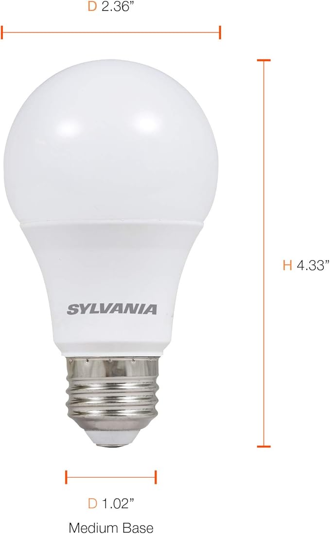 Sylvania LED A19 Light Bulb, 60W Equivalent, Efficient 9W, CEC Compliant, 10 Year, Non-Dimmable, 2700K, 800 Lumens, 90 CRI, Soft White (41372) (Pack of 1, 24 Count Total)