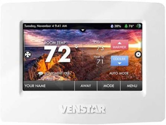 Venstar T7850 ColorTouch - High Res Touch Screen, 7-Day Programmable Thermostat w/WiFi, Alexa Compatible, 4 Heat & 2 Cool Stages, Gas/Electric/Heat Pump, Multi-Language Options, Weather Forecast