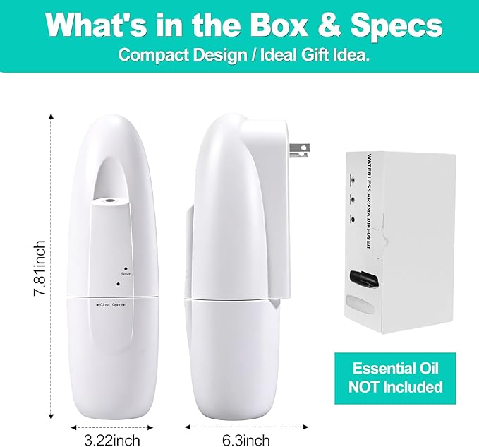 Plug-in Waterless Essential Oil Diffuser, 400-800 Sq.Ft Smart Nebulizing Scent Air Machine with App Control (Bluetooth), 100ml Capacity, Leak-Proof, for Home, Hotel, Office, Spa