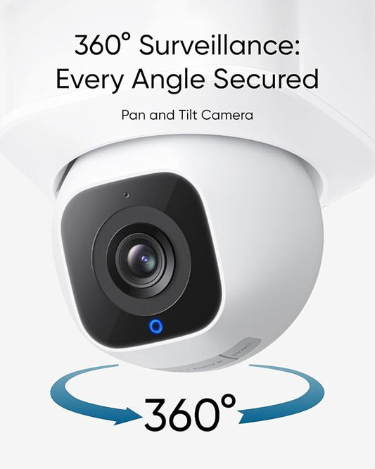 eufy Floodlight Camera E30, Security Camera Outdoor, 360° Pan and Tilt, AI Detection and Tracking, 2K Video, 2.4GHz Wi-Fi, 2,000 Lumens, Custom Voice and Light Alerts, No Monthly Fee (Renewed)