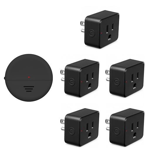 NineLeaf Motion Sensor Black Outlet Plug with Wireless PIR Sensor | Timer Settings, Auto On/Off, Adjustable Detection Range for Garage, Closet, Hallway, Basement Light,1Sensor 5Plugs