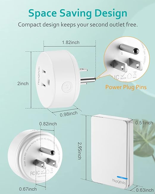 Remote Control Outlet, 15A/1500W, 500 Feet RF Range Light Switches Kit, No Wiring Needed Wireless Outlet for Lights, Small Electrical Appliances, With Anti-Surge 4000V