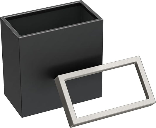 Gatco Small Bathroom Trash Can with Lid, Rectangle 3 Gallon Stainless Steel Wastebasket, Under Sink, Matte Black and Satin Nickel, for Bathroom, Bedroom, Office (1918SN)