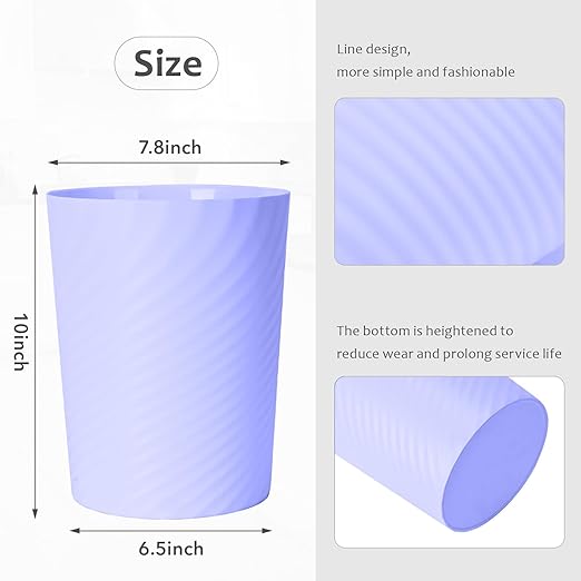 Small Plastic Trash Can - 1.8 Gallon - Light Purple - Wastebasket Garbage Can Container