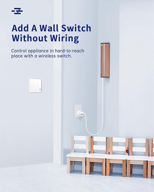 Remote Control Outlet Plug, 15A/1500W Wireless Light Switch for Lights, Fans, Projectors, Kitchen Appliances, 500 Feet RF Range Remote Light Swich Wireless, 3 Outlets & 1 Remote