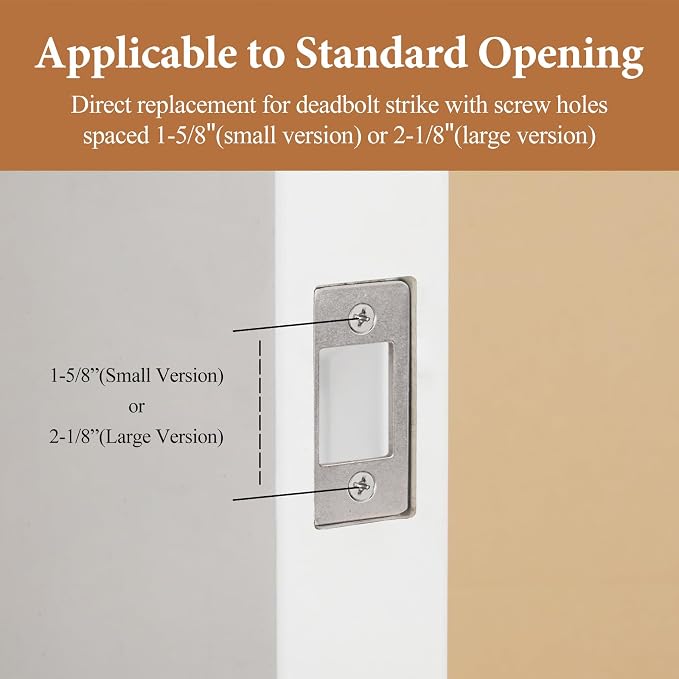 Deadbolt Restorer Strike Plate Large Version 2-3/4"H x 1-1/8"W | Large Opening Fix Latch Misalignment/Sticking/Jamming, 2-1/8" Screw Hole Spacing, Stainless Steel