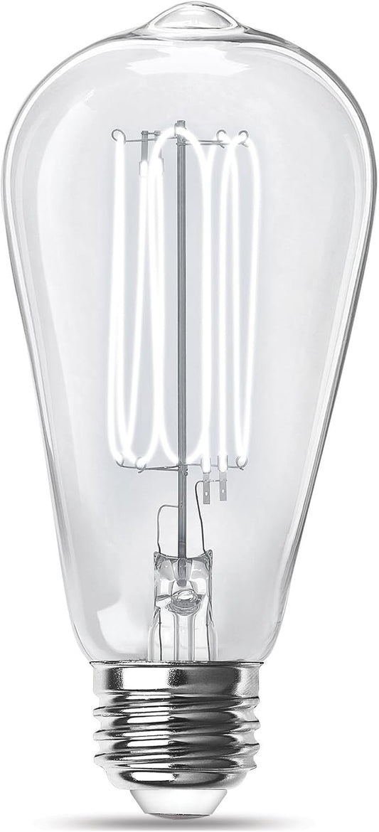 Feit Electric ST19 Vintage Edison LED Light Bulb, 40W Equivalent, Dimmable, 5000K Daylight, E26 Base, Clear Glass Thin Filament Lighting Bulbs, 15,000-Hour Lifetime, ST1940/950CATFIL/2, 2 Pack