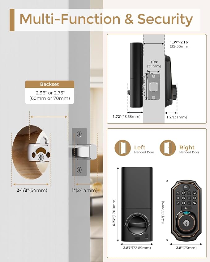 WiFi Smart Lock with Camera, 5-in-1 Keyless Deadbolt for Front Door