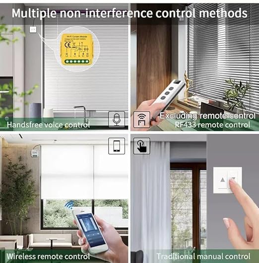 WiFi Smart Garage Door Controller Module, TUYA SMART Life, AC 100-240V, Single Channel with Mounting Kit, CE Certified, Yellow (1ch Curtain WiFi AC)