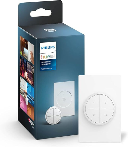 Philips Hue Wall Tap Dial Light Switch + Philips Hue White & Color Ambiance BR30 LED Smart Bulbs (2 Bulbs)