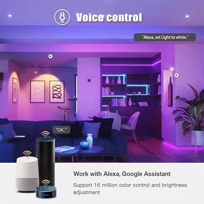 4 Sets E14 5W RGBCC smart Light Bulbs with Adjustable Color Temperature Compatible with Alexan Google Assistant, 14MM Small Base Candle Light Suitable for Parties or Home Decoration