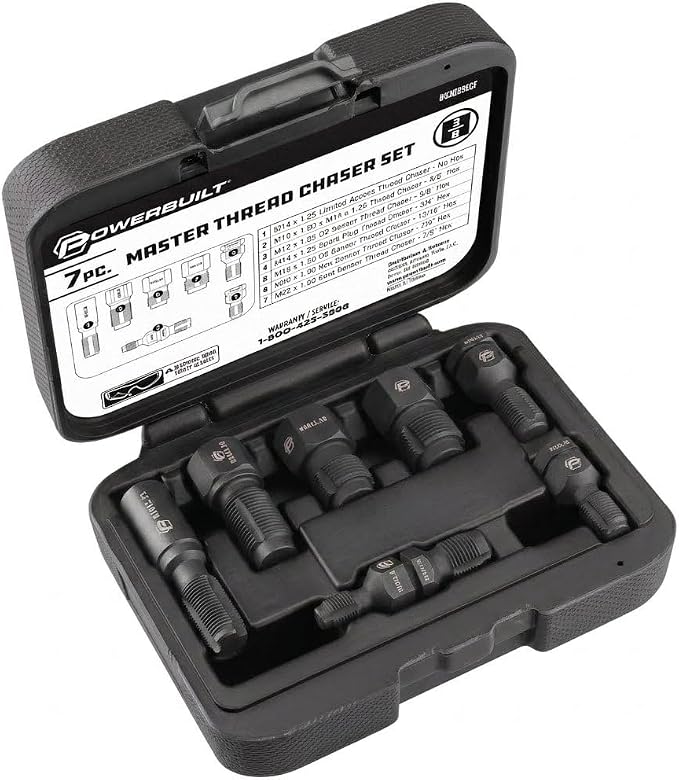 Powerbuilt 7pc Master Thread Repair Chaser Set (O2, Spark Plug & Fasteners)