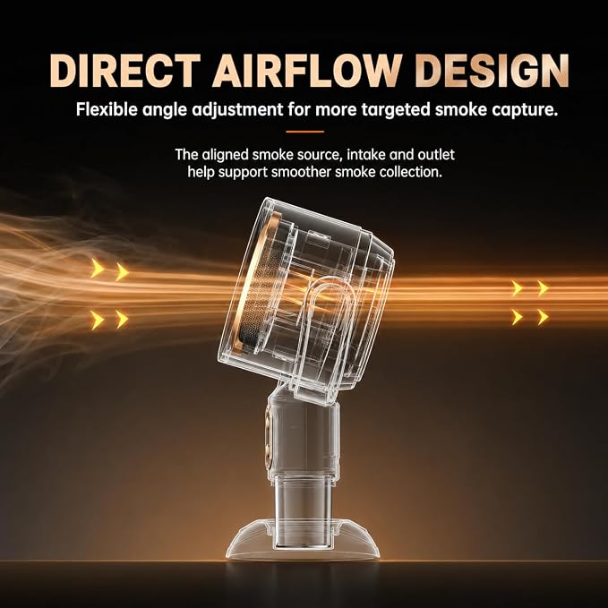 PuffHide Portable Smoke Purifier for Indoor Smoking with 2-Speed Exhaust Fan, Adjustable Angle Compact Cleaner for Kitchen Cooking, BBQ & Indoor Use, Black Gold