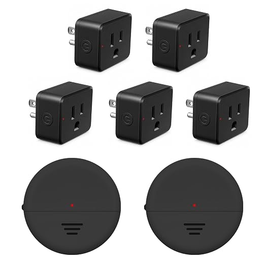 NineLeaf Wireless Motion Sensor Mini Black Plug with Adjustable Detection | Auto Turn On/Off, 15A/1500W,260FT RF Range, for Christmas Lights,Fans, Garages, Hallway, 2Sensors 5Plugs